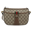 GUCCI GG Supreme Web Sherry Line Shoulder Bag PVC Leather Beige Gold Auth ka5390-13