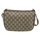 GUCCI GG Supreme Web Sherry Line Shoulder Bag PVC Leather Beige Gold Auth ka5390-2