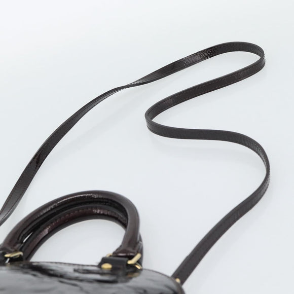 LOUIS VUITTON Monogram Vernis Alma BB Hand Bag Amarante M91678 LV Auth ka5391