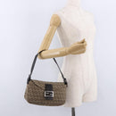 FENDI Zucchino Canvas Mamma Baguette Shoulder Bag Beige 8BR003 Auth ka5393V-26