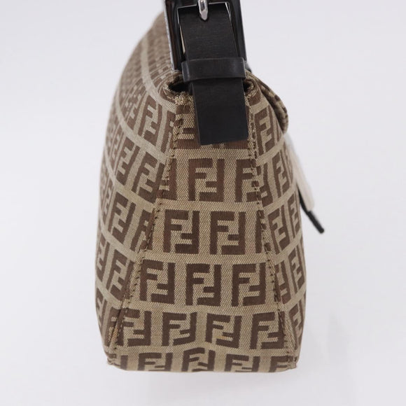 FENDI Zucchino Canvas Mamma Baguette Shoulder Bag Beige 8BR003 Auth ka5393V