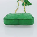 CHANEL COCO Mark Matelasse Chain Shoulder Bag Lamb Skin Green Gold Auth ka5394V-10