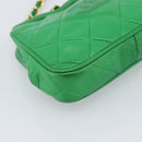 CHANEL COCO Mark Matelasse Chain Shoulder Bag Lamb Skin Green Gold Auth ka5394V-12