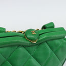 CHANEL COCO Mark Matelasse Chain Shoulder Bag Lamb Skin Green Gold Auth ka5394V-15