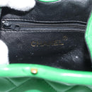 CHANEL COCO Mark Matelasse Chain Shoulder Bag Lamb Skin Green Gold Auth ka5394V-17