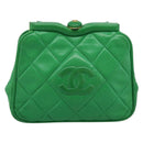 CHANEL COCO Mark Matelasse Chain Shoulder Bag Lamb Skin Green Gold Auth ka5394V-2