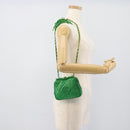 CHANEL COCO Mark Matelasse Chain Shoulder Bag Lamb Skin Green Gold Auth ka5394V-23