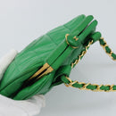 CHANEL COCO Mark Matelasse Chain Shoulder Bag Lamb Skin Green Gold Auth ka5394V-6