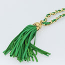 CHANEL COCO Mark Matelasse Chain Shoulder Bag Lamb Skin Green Gold Auth ka5394V-8