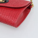 GUCCI Horsebit Chain Shoulder Bag Leather Red Gold Tone 655667 Auth ka5396V-9