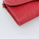 GUCCI Horsebit Chain Shoulder Bag Leather Red Gold Tone 655667 Auth ka5396V-14