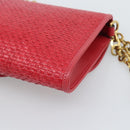 GUCCI Horsebit Chain Shoulder Bag Leather Red Gold Tone 655667 Auth ka5396V-15