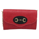 GUCCI Horsebit Chain Shoulder Bag Leather Red Gold Tone 655667 Auth ka5396V-13