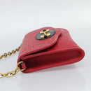GUCCI Horsebit Chain Shoulder Bag Leather Red Gold Tone 655667 Auth ka5396V-3