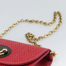 GUCCI Horsebit Chain Shoulder Bag Leather Red Gold Tone 655667 Auth ka5396V-8