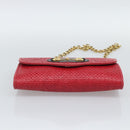 GUCCI Horsebit Chain Shoulder Bag Leather Red Gold Tone 655667 Auth ka5396V-5