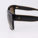 CHANEL Sunglasses Plastic Black Gold Tone CC Auth ka5399-9