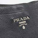PRADA Shoulder Bag Leather Black Silver Auth ka5401V-15