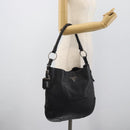 PRADA Shoulder Bag Leather Black Silver Auth ka5401V-23