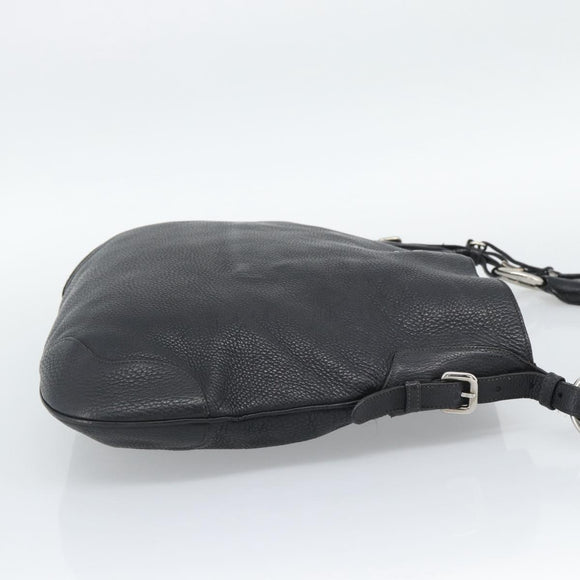 PRADA Shoulder Bag Leather Black Silver Auth ka5401V