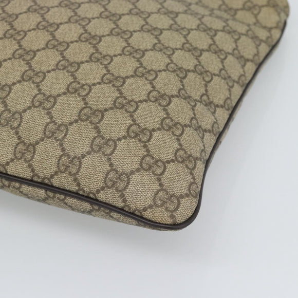 GUCCI GG Supreme Shoulder Bag PVC Leather Beige Gold Tone 201446 Auth ka5402