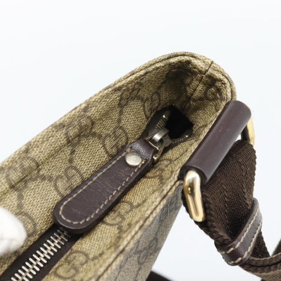 GUCCI GG Supreme Shoulder Bag PVC Leather Beige Gold Tone 201446 Auth ka5402