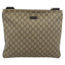 GUCCI GG Supreme Shoulder Bag PVC Leather Beige Gold Tone 201446 Auth ka5402-13