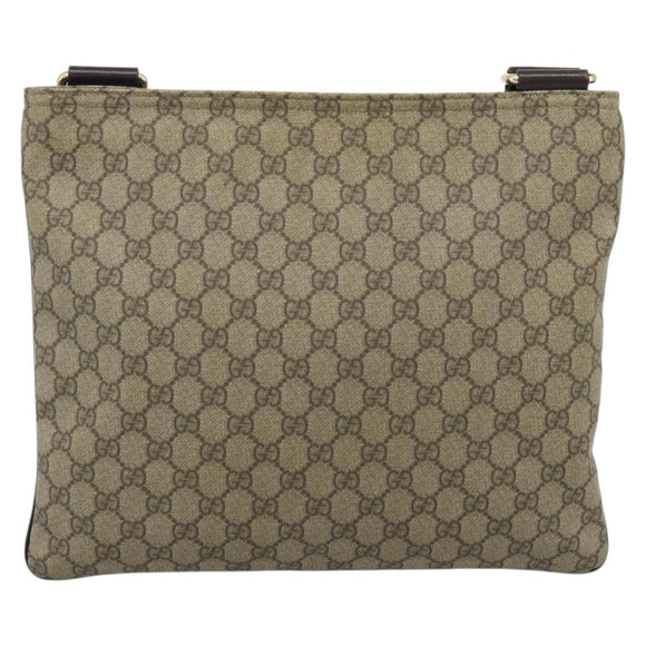 GUCCI GG Supreme Shoulder Bag PVC Leather Beige Gold Tone 201446 Auth ka5402