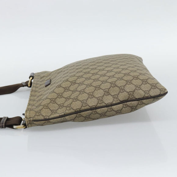 GUCCI GG Supreme Shoulder Bag PVC Leather Beige Gold Tone 201446 Auth ka5402