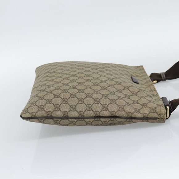 GUCCI GG Supreme Shoulder Bag PVC Leather Beige Gold Tone 201446 Auth ka5402