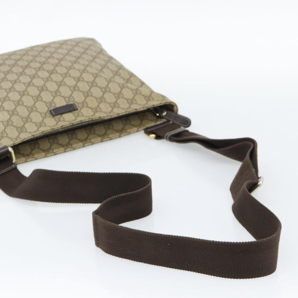 GUCCI GG Supreme Shoulder Bag PVC Leather Beige Gold Tone 201446 Auth ka5402