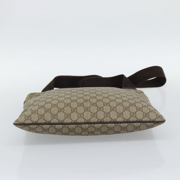 GUCCI GG Supreme Shoulder Bag PVC Leather Beige Gold Tone 201446 Auth ka5402