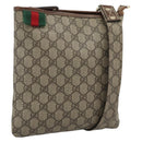 GUCCI GG Supreme Web Sherry Line Shoulder Bag PVC Beige Gold 246413 Auth ka5403-1
