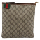 GUCCI GG Supreme Web Sherry Line Shoulder Bag PVC Beige Gold 246413 Auth ka5403-13