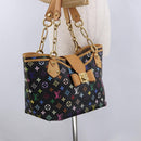 LOUIS VUITTON Monogram Multicolor Annie GM Tote Bag Black M40304 LV Auth ka5405V-24