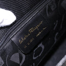 Salvatore Ferragamo Vala Ribbon Tote Bag Leather Black Gold Tone Auth ka5406A-15