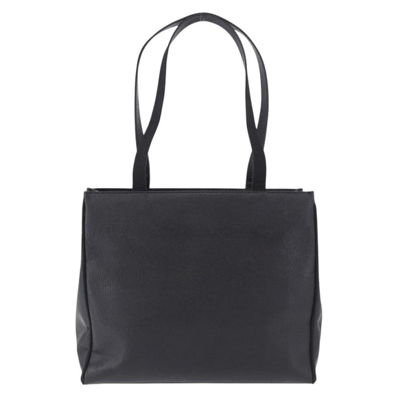 Salvatore Ferragamo Vala Ribbon Tote Bag Leather Black Gold Tone Auth ka5406A