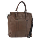 BURBERRY Tote Bag Leather 2way Brown Silver Auth ka5407-1