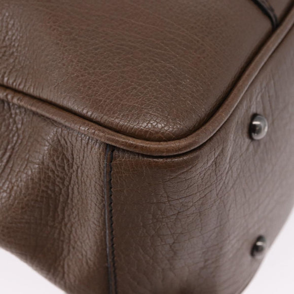 BURBERRY Tote Bag Leather 2way Brown Silver Auth ka5407