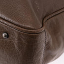 BURBERRY Tote Bag Leather 2way Brown Silver Auth ka5407-15