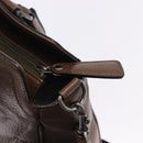 BURBERRY Tote Bag Leather 2way Brown Silver Auth ka5407-16