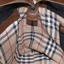 BURBERRY Tote Bag Leather 2way Brown Silver Auth ka5407-19