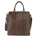 BURBERRY Tote Bag Leather 2way Brown Silver Auth ka5407-2