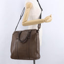 BURBERRY Tote Bag Leather 2way Brown Silver Auth ka5407-23