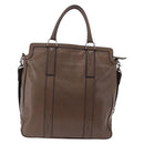 BURBERRY Tote Bag Leather 2way Brown Silver Auth ka5407-3