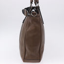 BURBERRY Tote Bag Leather 2way Brown Silver Auth ka5407-4