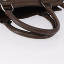 BURBERRY Tote Bag Leather 2way Brown Silver Auth ka5407-7