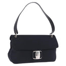 Salvatore Ferragamo Vala Hand Bag Canvas Black Silver Auth ka5410-1