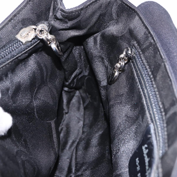 Salvatore Ferragamo Vala Hand Bag Canvas Black Silver Auth ka5410