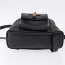 GUCCI Bamboo Backpack Leather Black Gold Tone 003 1705 0030 Auth ka5411A-11